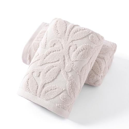 YiLUOMO Lime White Hand Towel Set of 2 Super Soft 100% Cotton Embossed Floral Pattern Highly Absorbent Decorative Bath Hand Towels for Bathroom Kitchen Spa 13x 29 Inch - color: Lime White