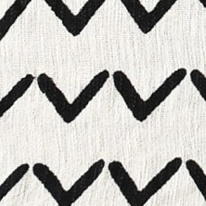 HomeRoots 50" X 60" Black and White Woven Cotton Chevron Throw Blanket with Tassels