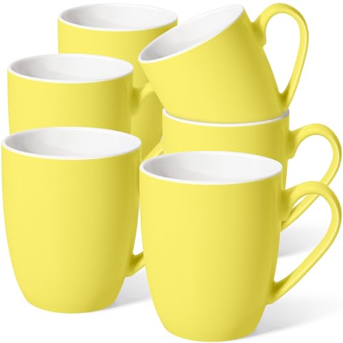 Urbanstrive 16 oz Large Coffee Mugs Set of 6 Ceramic Coffee Mug White Coffee Cups Tea Cups Idea Gift for Women Men House Warming Gifts New Home Office, Yellow 6 Pack - color: Yellow
