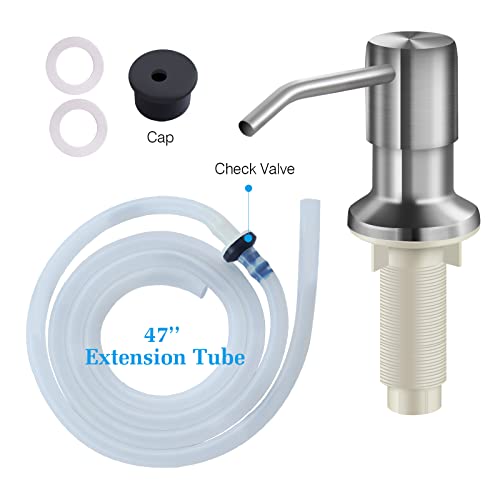 Soap Dispenser for Kitchen Sink and Extension Tube Kit, Stainless Steel SoapDispenser with 47 Inches Tube Connects Directly to Soap Bottle, Hand and Dish Soap Dispenser Pump （Brushed Nickel） - color: Brushed Nickel