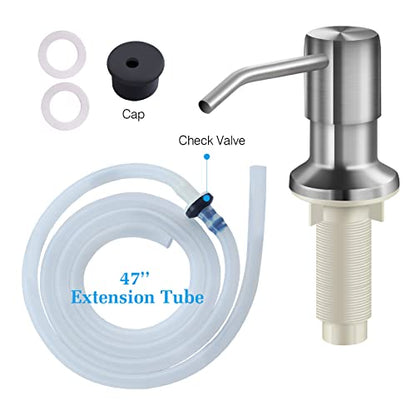 Soap Dispenser for Kitchen Sink and Extension Tube Kit, Stainless Steel SoapDispenser with 47 Inches Tube Connects Directly to Soap Bottle, Hand and Dish Soap Dispenser Pump （Brushed Nickel） - color: Brushed Nickel