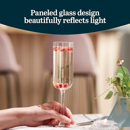 Libbey Paneled Champagne Flute Glasses, 7.5 Oz Fine Ribbed Line Champagne Glasses Set of 4, Dishwasher Safe Clear Glasses for Champagne - color: Paneled Flute 4
