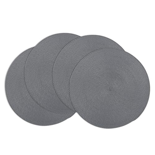 Winknowl Round Braided Placemats Set of 4 Washable Woven Heat Resistant Table Mats for Kitchen Dining Tables 15 inch Round Place Mats (Dark Gray,4pcs) - color: Dark Gray, size: 4pcs