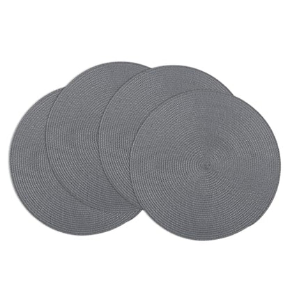 Winknowl Round Braided Placemats Set of 4 Washable Woven Heat Resistant Table Mats for Kitchen Dining Tables 15 inch Round Place Mats (Dark Gray,4pcs) - color: Dark Gray, size: 4pcs