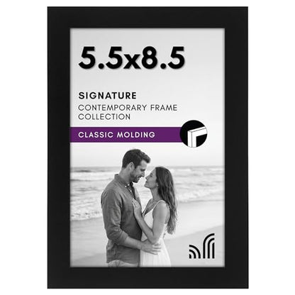 Americanflat 5.5x8.5 Picture Frame - Engineered Wood - Black | Shatter-resistant glass, wall or tabletop display with included easel, sawtooth hangers included - color: Black, size: 5.5x8.5