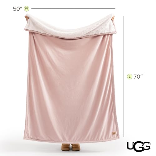 UGG Bliss Fleece Throw Blanket for Couch, 50''x70'', Quartz Pink | Super Soft & Reversible, Plush Fluffy Bedding, Oeko-Tek Compliant, Giftable Blanket, Medium Weight, Machine Washable - color: Pink