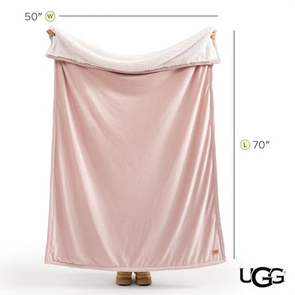 UGG Bliss Fleece Throw Blanket for Couch, 50''x70'', Quartz Pink | Super Soft & Reversible, Plush Fluffy Bedding, Oeko-Tek Compliant, Giftable Blanket, Medium Weight, Machine Washable - color: Pink