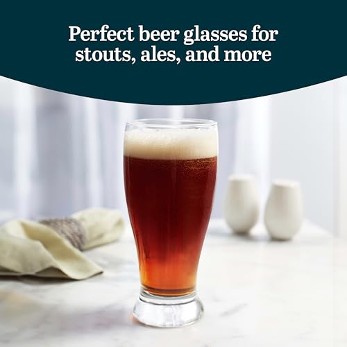 Libbey Classic Pub Beer Glasses Party Pack, Stackable, Modern Bar Glassware Set of 12, Large All Purpose Pint Beer Glasses for Stouts, Ales and More - color: Pub 12