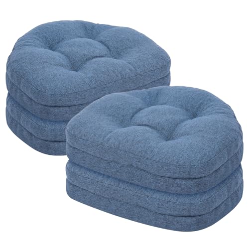 baibu Kitchen Chair Cushions Set of 4, Dual-Layer Patented Design Memory Foam Windsor Seat Pads, Dining Chair Cushions with Ties & Washable Cover, 17x 15.5 x 3.5in, 4 Pack, Blue - color: Blue, size: 4 Count (Pack of 1)