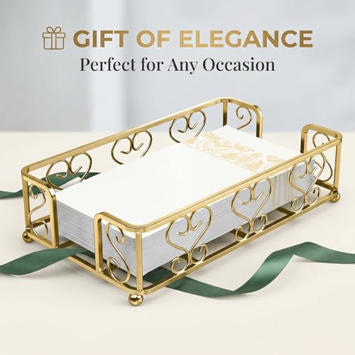 Guest Towel Holder Tray for Bathroom Countertop, Gold Napkin | Guest Bathroom, Powder Room & Vanity Use - color: F- Matt Gold Guest Towel Holder Tray, size: Guest Towel Holder