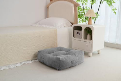 Floor Pillow Cushion with Handle for Adults Women Men | Large Meditation & Sitting Cushion Pillow for Tatami, Living Room, Yoga (1, Gray, Square, 22" x 22" x 6") - color: Gray, Square
