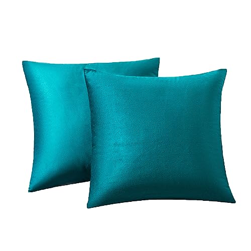 RainRoad Dark Teal Throw Pillow Covers 18x18 Inch Set of 2 | Soft Velvet Decorative Throw Pillows for Couch Bed - color: Dark Teal, size: 18" x 18" (Pack of 2)