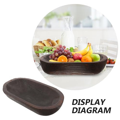 SUPVOX Wooden Decorative Dough Bowl Rustic Paulownia Large Wood Serving Bowl Hand-carved Centerpiece for Home Table Decor