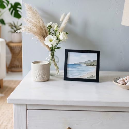 Americanflat 4x5 Picture Frame - Slim Molding - Black | Shatter-resistant glass, wall or tabletop display with included easel, triangle hangers included, secure turn-tab backing - color: Black, size: 4x5