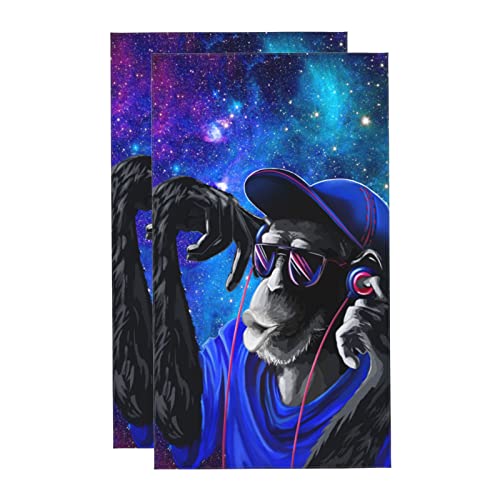 Hand Towels Set of 2 Hand Towels for Bathroom Music Monkey Decorative 27.5x16Inch Absorbent Soft for Yoga Gym Spa Hotel Bathroom Kitchen - color: Style14