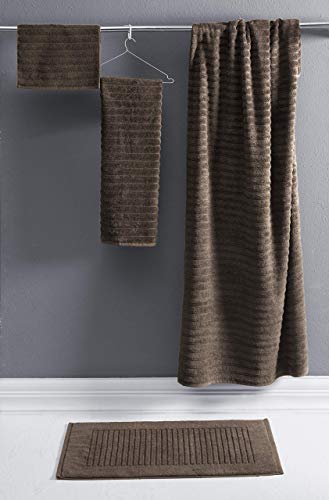 CTT - 2 Piece Bathroom Rugs Set, 100% Cotton Bath Mats, Comfy & Highly Absorbent Bathroom Floor Mats, Machine Washable | 20"x32" (Chocolate) - color: Chocolate