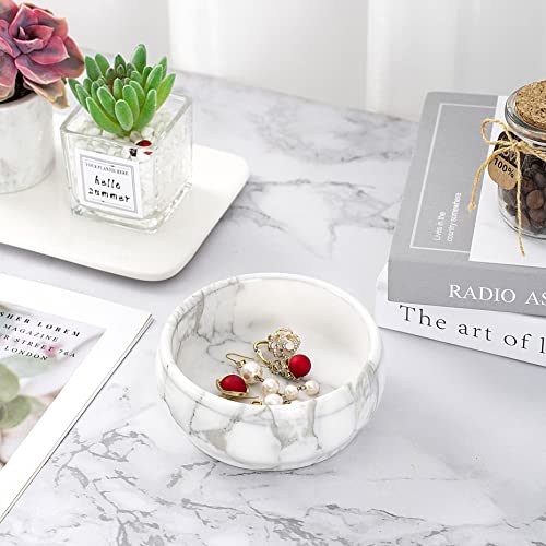 Marble Jewelry Dish - Rings Holder - color: White & Light-grey