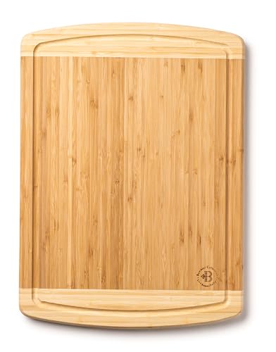 Bamboo Cutting Boards for Kitchen Set of 2 - Large Bamboo Cutting Board 18 x 13 Inch, Non Toxic Wooden Cutting Board with Juice Groove + Handle, Reversible Butcher Block Chopping Boards by Bambusi - size: 2-Piece (Two-Tone)