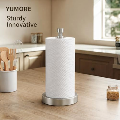 3.9lbs Heavy Duty Paper Towel Holder Countertop Weighted Base | Brushed Nickel,Stainles Steel,Modern Standing Countertop Dispenser for Kitchen,Easy One-Handed Tear - color: Silver