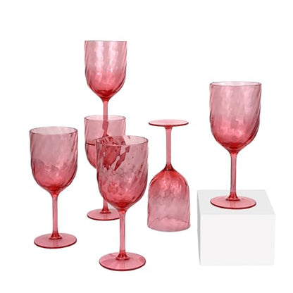 Yalin Set of 6 Unbreakable 15 oz Acrylic Plastic Wine and Water Tumbler Stackable Goblets. (Red, 15 oz) - color: Red, size: 15 oz