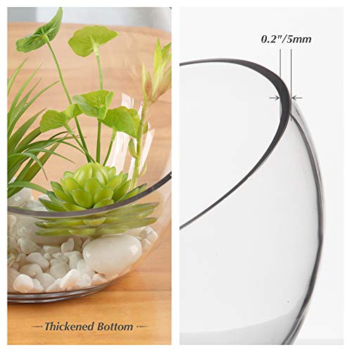 WGV Slant Cut Bowl Glass Vase, Width 11", Height 9.5", Clear Terrarium, Candy Dish, Fruit Jar, Floral Container for Wedding Party Event, Home Office Decor, 1 Piece - size: Slant Bowl 9.5"H