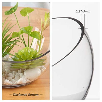 WGV Slant Cut Bowl Glass Vase, Width 11", Height 9.5", Clear Terrarium, Candy Dish, Fruit Jar, Floral Container for Wedding Party Event, Home Office Decor, 1 Piece - size: Slant Bowl 9.5"H