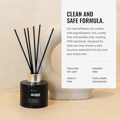 Hotel Collection | California Love Reed Diffuser Set | Hotel Inspired Luxury Essential Oil Reed Diffuser | Green Tea, Orange and Lemongrass 3.4 fl oz, 100 mL