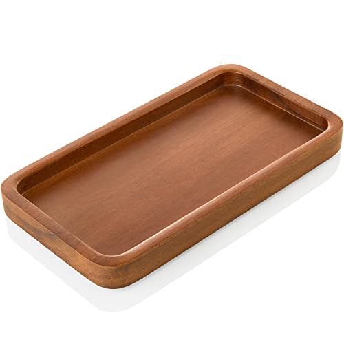 ALELION 8" Acacia Wood Bathroom Vanity Tray for Counter - Dresser Top Tray for Perfume Jewelry Candle Key Catchall - Small Kitchen Countertop Organizer for Soap Dispenser and Sponge Holder - color: Acacia, size: 8" x 4.2" x 0.8"