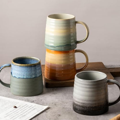 15.5oz Large Heavyweight Ceramic Mug, Reactive (Dusty Green) | 15.5oz Medium-Large, Heavy Weighted Stoneware, Reactive Transmutation Glaze, Microwave & Dishwasher Safe, Gift Box - color: Dusty Green