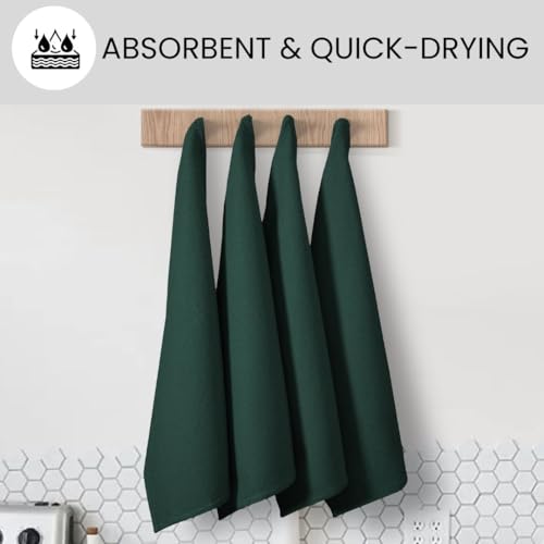 Waffle Kitchen Towels Large 16x26 inch 100% Cotton Set of 4 - Soft Absorbent Washable Tea Towel for Kitchen - Dish Cloths Quick Drying - 320 GSM Quality Dish Towel Green - color: Green