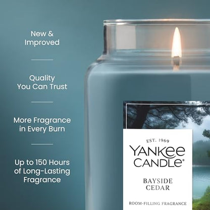 Yankee Candle Bayside Cedar Scented Candle, 22oz Large Jar with up to 150 Hour Burn Time, Giftable - color: Bayside Cedar, size: 22 oz