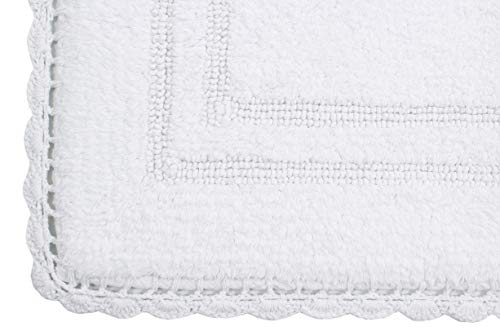Home Weavers Casual Elegance Reversible Bathmat 100% Cotton Bathroom Rugs Set, Washable Rug, Extra Soft and Absorbent Bath Rug, Kitchen Mat, Bath Mat Set, Non Slip Mat, 17"x24" Rectangle, White - color: White, size: 1'5" x 2' (Rectangular)
