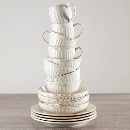 Lenox 891196 French Perle Groove White 12-Piece Pasta Bowl Dinnerware Set, Service For 4 - style: 12-Piece Place Setting, Pasta Bowl