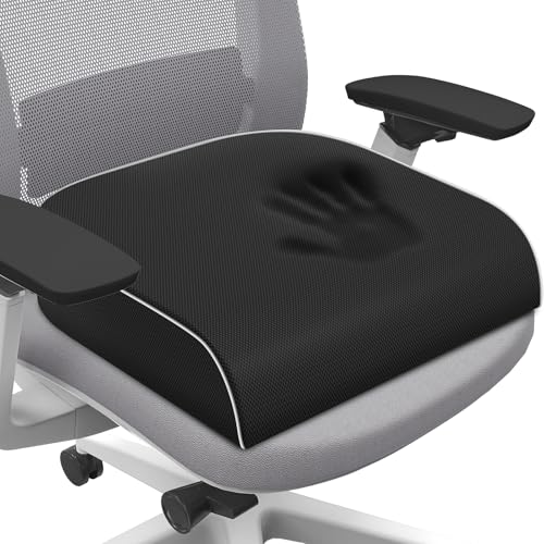 SweetSlubr Seat Cushion, Chair Pad, Memory Foam Large Cushion | Office Chair Cushion for Tailbone Pain Relief, Non-Slip Cover, Soft Support for Office Chair, Car Seat, Airplane,Large/Black - color: Black, size: Large