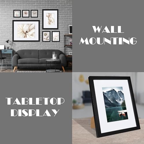 Hongkee 8x10 Black Picture Frames set of 3, Made of Wooden and Glass Photo frame - Displays Picture 5x7 with Mat or 8 x 10 without Mat, Desktop & Wall Collage Frame set - color: Black, size: 8x10 in