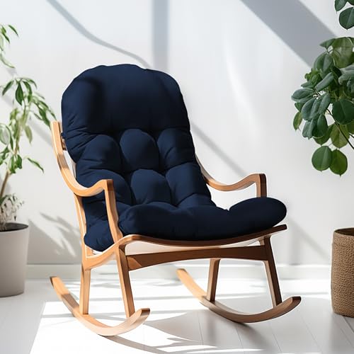 Adirondack Chair Cushion, Rocking Chair Cushion 44x19.4x4 inch, High Back Patio Cushions of Upper and Lower with Ties, Sunscreen and Fade-Resistant (Dark Blue, 2) - color: Dark Blue