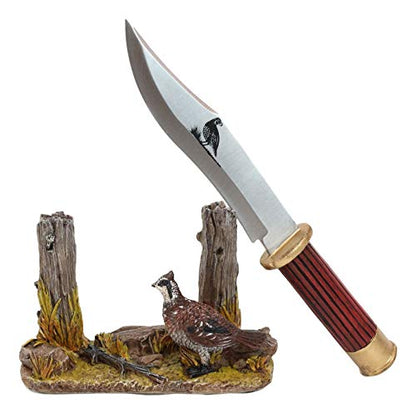 Ebros Rustic Open Country Quail Hen Bird Display Holder Statue With Decorative Shotgun Shell Casing Handle Blunt Blade Dagger Knife Figurine Set Centerpiece Decor Letter Opener Quails Farmhouse Accent