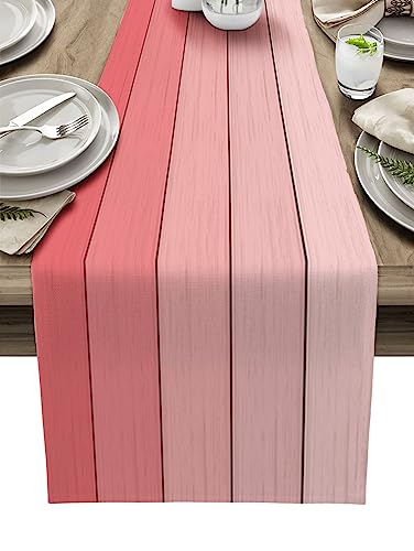 Vandarllin Table Runners Small 13X36 Inches Light Pink,Cotton Linen Farmhouse Retro Rustic Barn Wood Texture Tablecloths Non-Slip Party Table Decorations for Kitchen,Home,Dining,Outdoor, - color: Light Pink, size: Small 13x36