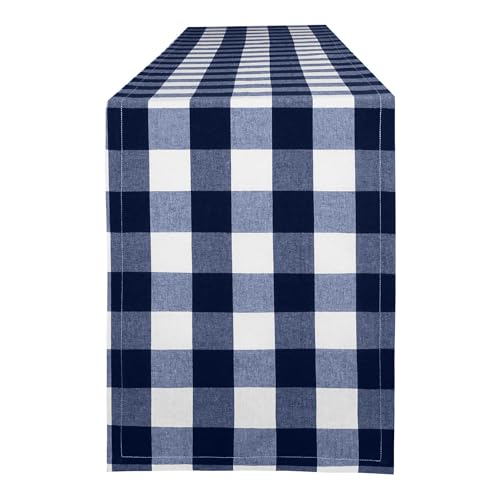 Buffalo Plaid Cotton Blend Table Runner,Buffalo Check Collection,Checkered Table Runner,Classic Farmhouse Table Runner,14x72- Navy and White - color: Navy and White, size: 14*72inch