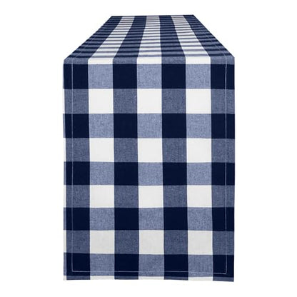 Buffalo Plaid Cotton Blend Table Runner,Buffalo Check Collection,Checkered Table Runner,Classic Farmhouse Table Runner,14x72- Navy and White - color: Navy and White, size: 14*72inch