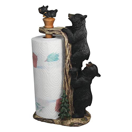 Rivers Edge Products Rivers Edge Products Paper Towel Holder for Small and Regular Rolls - Decorative Poly Resin, Wood Kitchen Decor - Novelty Napkin Roll Stand for Counter - Gift-Ready Animal - color: Black