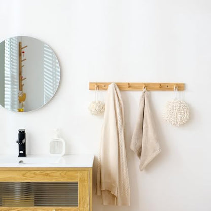Hickory Wood Coat Rack Wall Mount, 12 Inch Coat Hook Hanger Wooden Wall Coat Rack with 3 Hooks for Purse Clothes Towels Hats in Entryway Bedroom Bathroom, Natural - size: 12 Inch