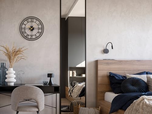 20" Large Wall Clock, Big Clock for Living Room Decorative, Black Large Wall Clocks Battery Operated with Metal Roman Numeral, Completely Silent, Non-Ticking for Bedroom, Kitchen,Fireplace - size: 20 inch