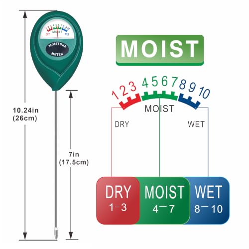 XLUX Plant Soil Moisture Meter, for Indoor and Outdoor use, Battery-Free | Since 2015, instant read, anti-rust 304 SST probe, Clear & Easy-to-Read Display, Single-Probe, less hurts to roots - color: Green