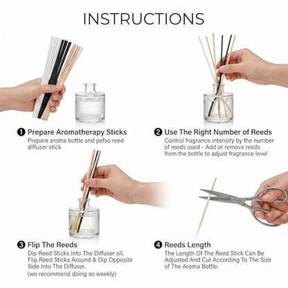 JJUNW 180PCS Rattan Reed Diffuser Sticks, 7.8inch Diffuser Replacement Sticks Wood Reeds for Diffusers Essential Oil Aroma for Home Bathroom Office