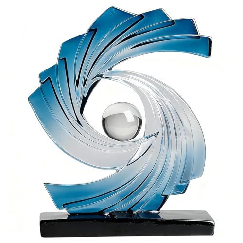 Abstract Art Statue,Modern Gold Minimalist Decoration,Geometric Abstract Sculpture,Decoraciones para Sala Bedroom Office Coffee Tabletop Centerpiece Decoration Resin Collectibles (Blue) - color: Blue