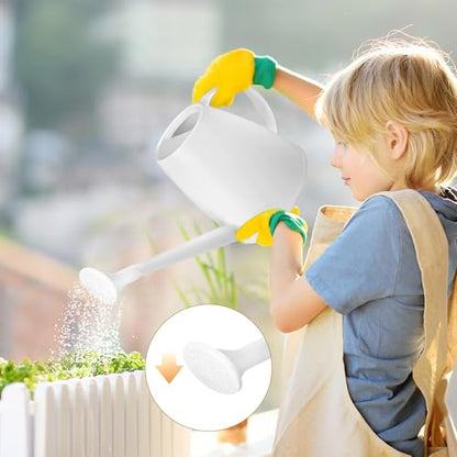 Plastic Watering Can - for Indoor and Outdoor House Plant Garden - with Long Spout - 1/2 Gallon - White - color: White