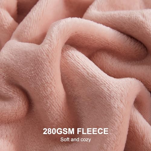 Hansleep Throw XL Dusty Pink Fleece Blanket, Soft Flannel Bed Blanket | Fuzzy Cozy Blanket 50x70 Inches, Multi-use for Bed, Sofa, Couch, Travel, Camping, All Season Warm Lightweight Cover - color: Dusty Pink, size: Throw XL (50x70 Inches)