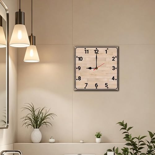 Wooden Square Wall Clock 10 Inch Minimalist Black Digital Clock Non-Ticking Battery Operated for Living Room Kitchen Bedroom Office Kids Room School - color: C1