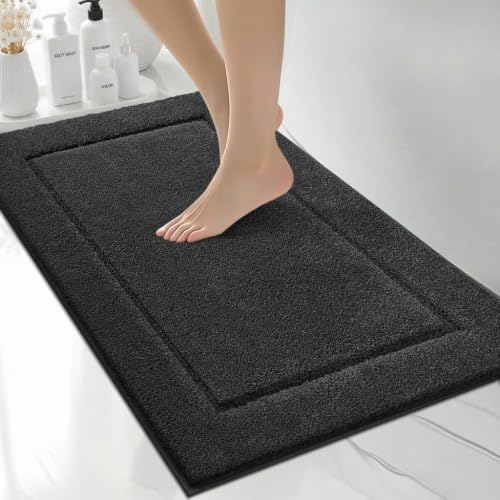 Extra Soft Bathroom Rug 20" x 30", Bath Mat, Throw Rug for Kitchen | Non Slip, Absorbent and Quick Drying, Absorbent, Washable Rug for Bathtub, sink, Shower, Bedroom, Laundry, Floor - color: Black, size: 20" x 30"